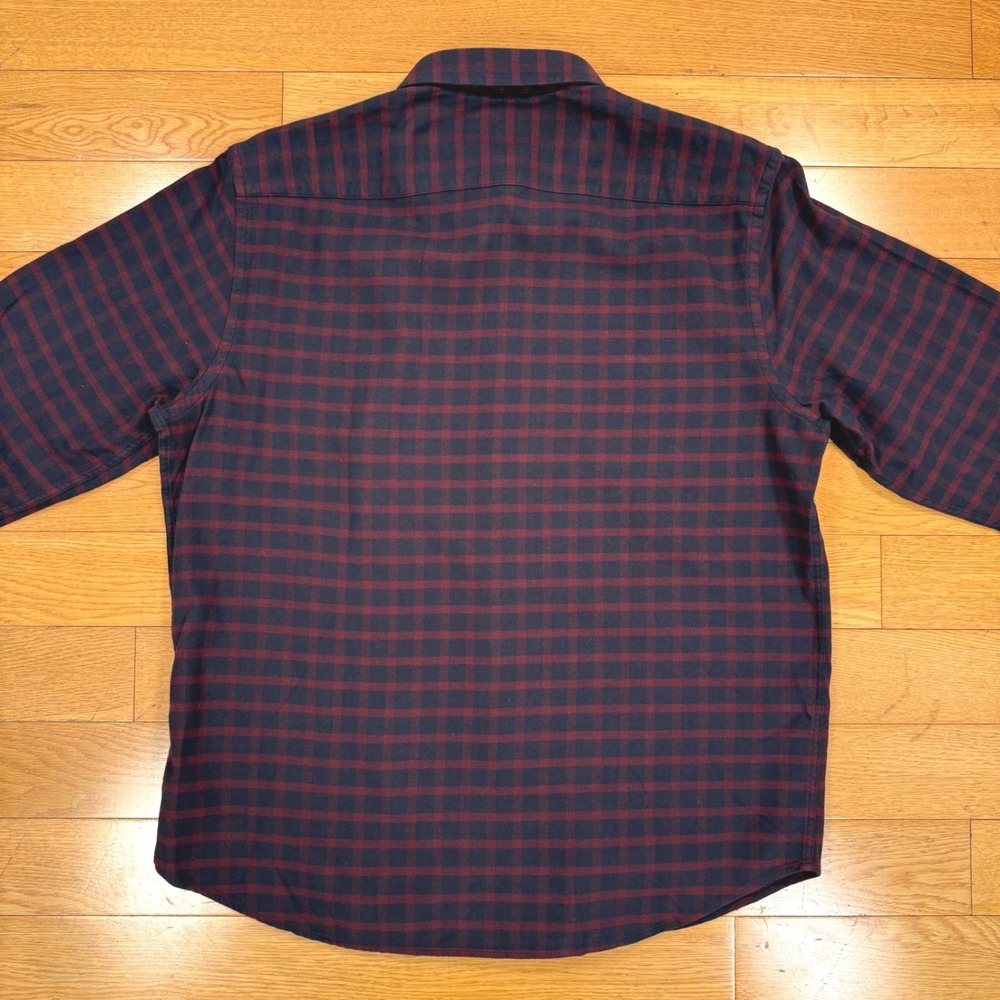 UNTUCKit Rully Navy Burgundy Plaid Flannel Shirt Mens Large Reg Fit - Picture 5 of 7